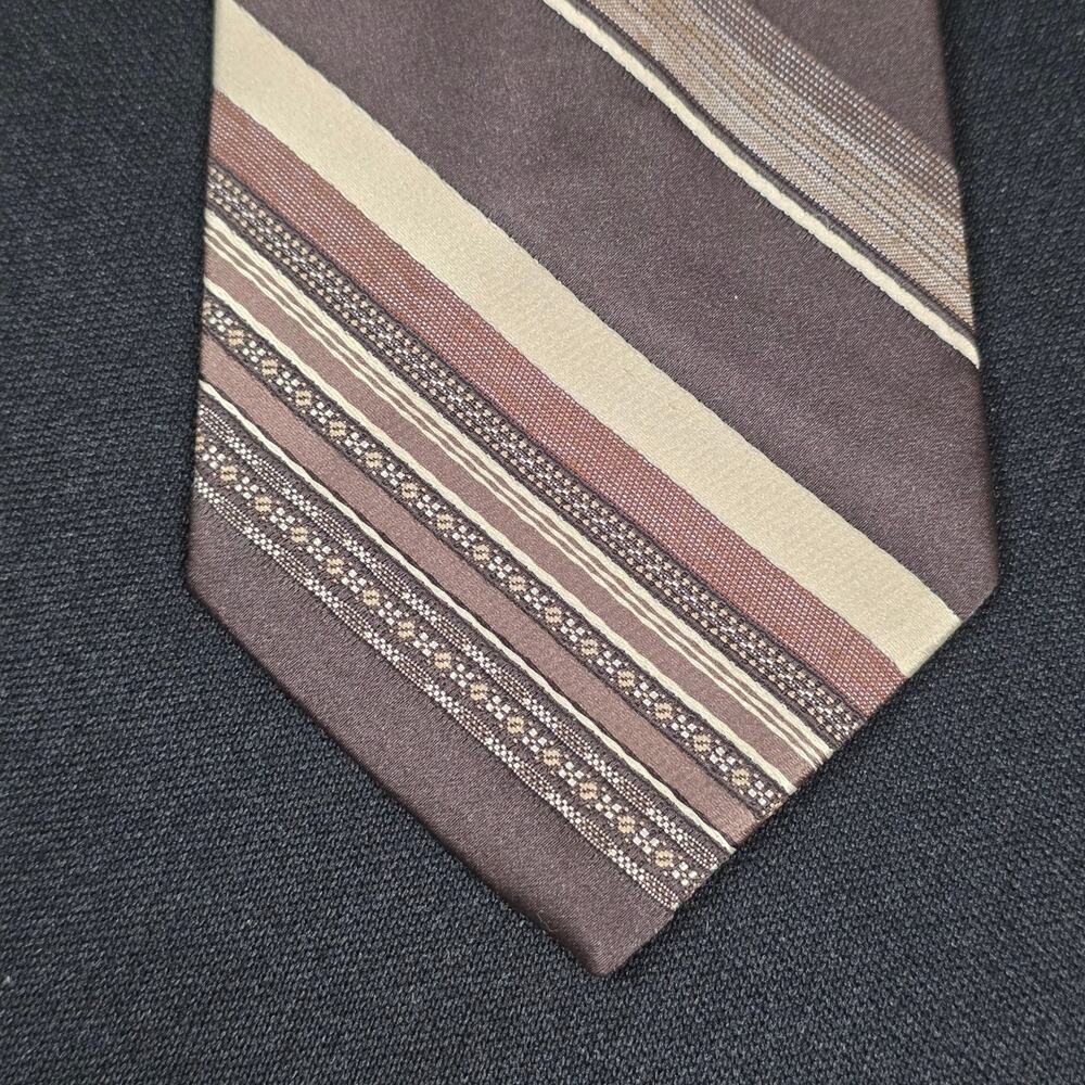 DESIGNER COLLECTION Men's Tie Brown Beige Striped Woven Classic